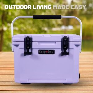 CAMP-ZERO 20L | 21.13 Quart Premium Cooler/Ice Chest with 4 Molded-in Cup Holders (Purple | Lavender)