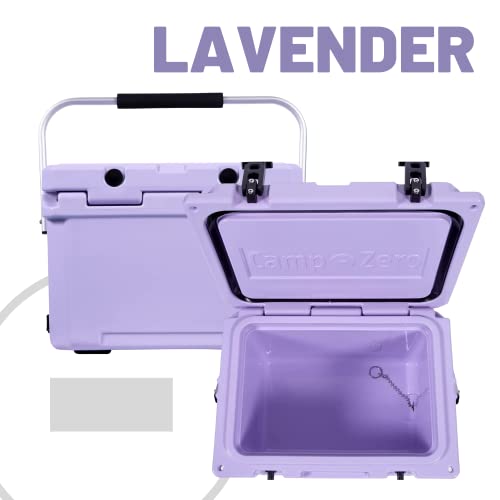 CAMP-ZERO 20L | 21.13 Quart Premium Cooler/Ice Chest with 4 Molded-in Cup Holders (Purple | Lavender)