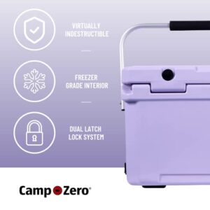 CAMP-ZERO 20L | 21.13 Quart Premium Cooler/Ice Chest with 4 Molded-in Cup Holders (Purple | Lavender)