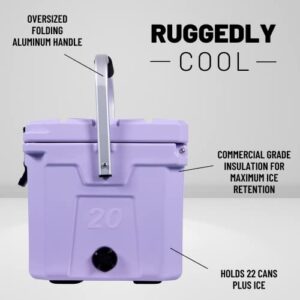 CAMP-ZERO 20L | 21.13 Quart Premium Cooler/Ice Chest with 4 Molded-in Cup Holders (Purple | Lavender)