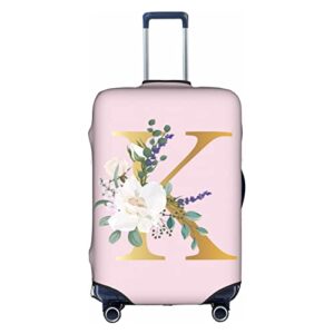 Flower Lette K Pink Luggage Cover Elastic Washable Stretch Suitcase Protector Anti-Scratch Travel Suitcase Cover for Kid and Adult L (25-28 inch suitcase)