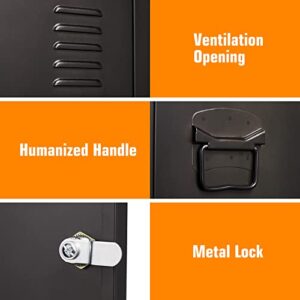 ZAOUS 50" Storage Locker Cabinet Employee Lockers with 1 Door, Metal Lockers for Employees Steel Locker Small School Locker Metal Wall Locker for Home Gym Office Garage (Black)