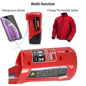 DMMNS M12 12V USB Power Source Charger Adapter Replace for Milwaukee M12 Battery Adapter Milwaukee Heated Jacket 49-24-2310 48-59-1201 USB Charger,Compatible with 48-11-2420 48-11-2411 48-11-2401