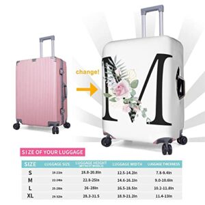 Flower Lette M White Luggage Cover Elastic Washable Stretch Suitcase Protector Anti-Scratch Travel Suitcase Cover for Kid and Adult XL (29-32 inch suitcase)