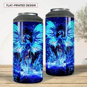 SANDJEST Blue Dragon Tumbler 4 in 1 16oz Tumbler Can Cooler Coozie Skinny Stainless Steel Tumbler Gift for Men Dad Son Father Husband Christmas Birthday