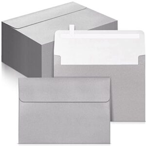 100 pieces 5x7 metallic invitation envelopes for 5 x 7 cards printable 5x7 envelopes for invitations self sealed a7 envelopes greeting card envelopes for weddings invitations photos postcards (silver)