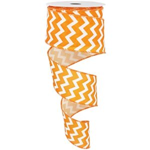 leecogo easter ribbon wired,2 1/2”x10 yard,orange waves ribbon for easter, christmas, wreath, spring, summer, wedding, baby shower, birthday