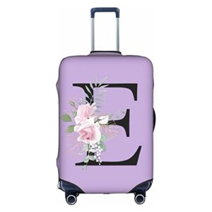 Flower Lette E Purple Luggage Cover Elastic Washable Stretch Suitcase Protector Anti-Scratch Travel Suitcase Cover for Kid and Adult S (18-21 inch suitcase)