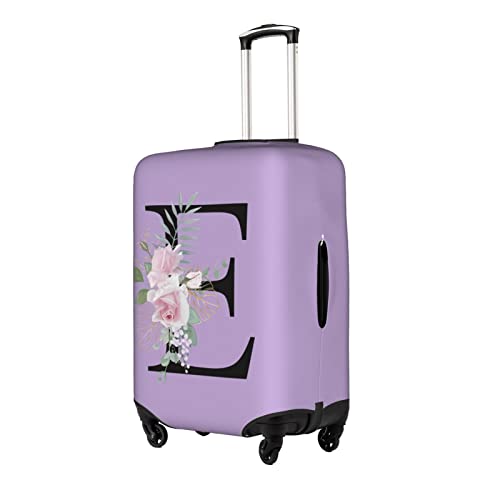 Flower Lette E Purple Luggage Cover Elastic Washable Stretch Suitcase Protector Anti-Scratch Travel Suitcase Cover for Kid and Adult S (18-21 inch suitcase)