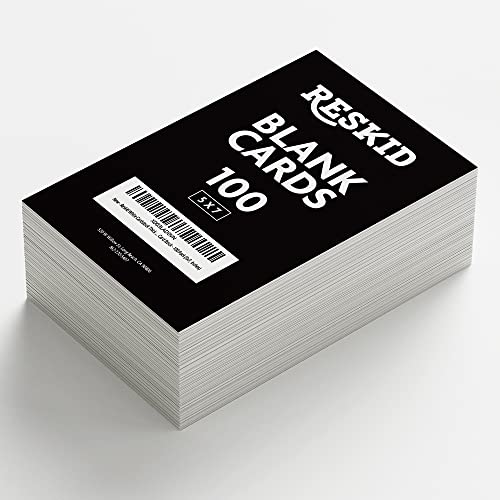 Reskid 100 Pack of White Cardstock - Thick Paper - 5 x 7" Blank Heavy Weight 110lb/14pt Cover Card Stock - Great For Invitations, Announcements and More (5x7, inches)