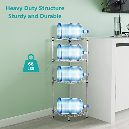 4 Tier Corner Wire Shelving Unit, Adjustable Wire Rack Shelving, Metal Wire Storage Shelves for Kitchen, Pantry, Laundry, Bathroom, Closet (11.8" D x 11.8" W x 35.4" H, Silver)