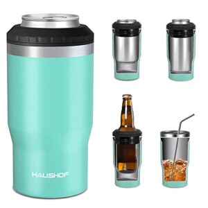 haushof 12 oz can cooler, 4 in 1 insulated stainless steel can insulator, fits for 12 oz standard can|12 oz slim can|12 oz beer bottle, perfect for camping, beach, picnic