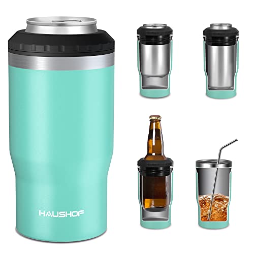 HAUSHOF 12 oz Can Cooler, 4 in 1 Insulated Stainless Steel Can Insulator, Fits for 12 oz Standard Can|12 oz Slim Can|12 oz Beer Bottle, Perfect for Camping, Beach, Picnic