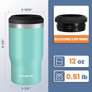 HAUSHOF 12 oz Can Cooler, 4 in 1 Insulated Stainless Steel Can Insulator, Fits for 12 oz Standard Can|12 oz Slim Can|12 oz Beer Bottle, Perfect for Camping, Beach, Picnic