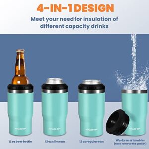 HAUSHOF 12 oz Can Cooler, 4 in 1 Insulated Stainless Steel Can Insulator, Fits for 12 oz Standard Can|12 oz Slim Can|12 oz Beer Bottle, Perfect for Camping, Beach, Picnic