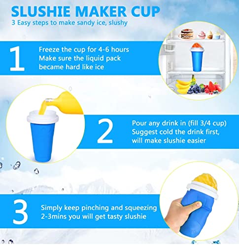 Slushy Cup, Smoothies Cup, Slushie Cup, Homemade Milk Shake Maker Frozen Magic DIY (Blue)