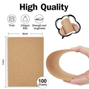 Brown Craft Cardstock 5x7 Blank Cards，Goefun 100 Pack 80lb Cover Card Stock for Invitations, Business, Greeting Cards, DIY Card Making