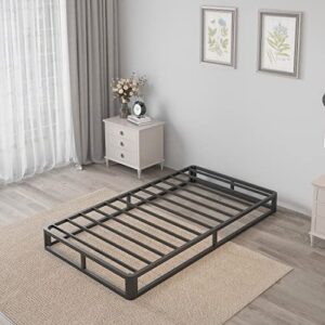 Firpeesy 6 Inch Twin Bed Frame with Round Corner Edges, Low Profile Twin Metal Platform Bed Frame with Steel Slat Support, No Box Spring Needed/Easy Assembly/Noise Free Mattress Foundation