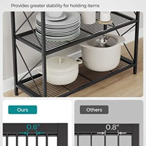 SONGMICS 3-Tier Metal Storage Rack with Wheels, Mesh Shelving Unit with X Side Frames, 31.5-Inch Width, for Entryway, Kitchen, Living Room, Bathroom, Industrial Style, Black UBSC183B01