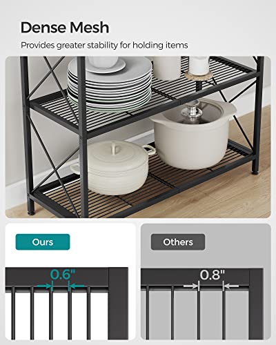 SONGMICS 3-Tier Metal Storage Rack with Wheels, Mesh Shelving Unit with X Side Frames, 31.5-Inch Width, for Entryway, Kitchen, Living Room, Bathroom, Industrial Style, Black UBSC183B01