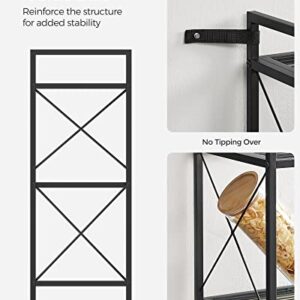 SONGMICS 3-Tier Metal Storage Rack with Wheels, Mesh Shelving Unit with X Side Frames, 31.5-Inch Width, for Entryway, Kitchen, Living Room, Bathroom, Industrial Style, Black UBSC183B01