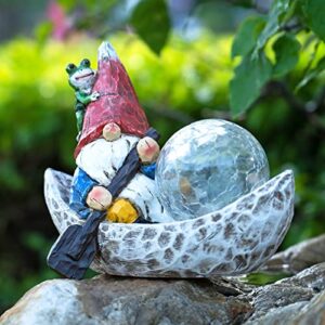 rezpuao garden gnome statue,solar gnomes figurine,outdoor gnome decor,gnomes decorations for yard with solar light,gnome sculptures for patio lawn ornaments