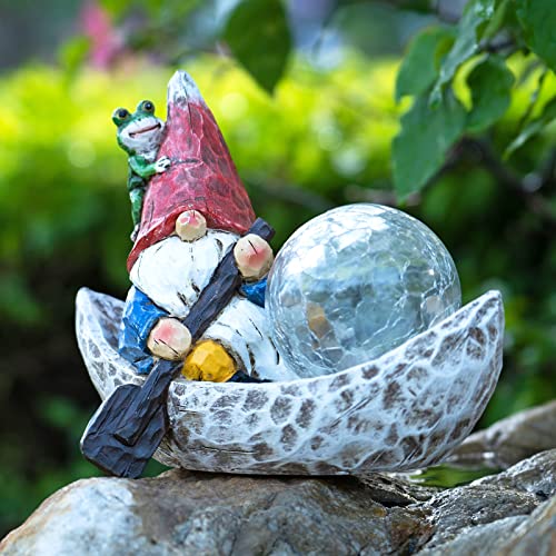 Rezpuao Garden Gnome Statue,Solar Gnomes Figurine,Outdoor Gnome Decor,Gnomes Decorations for Yard with Solar Light,Gnome Sculptures for Patio Lawn Ornaments