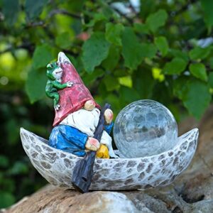 Rezpuao Garden Gnome Statue,Solar Gnomes Figurine,Outdoor Gnome Decor,Gnomes Decorations for Yard with Solar Light,Gnome Sculptures for Patio Lawn Ornaments