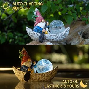 Rezpuao Garden Gnome Statue,Solar Gnomes Figurine,Outdoor Gnome Decor,Gnomes Decorations for Yard with Solar Light,Gnome Sculptures for Patio Lawn Ornaments