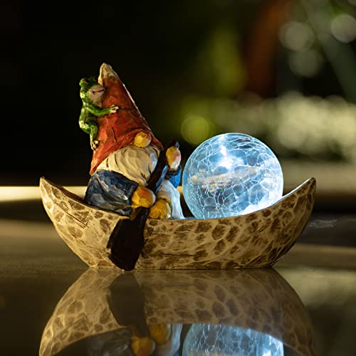 Rezpuao Garden Gnome Statue,Solar Gnomes Figurine,Outdoor Gnome Decor,Gnomes Decorations for Yard with Solar Light,Gnome Sculptures for Patio Lawn Ornaments