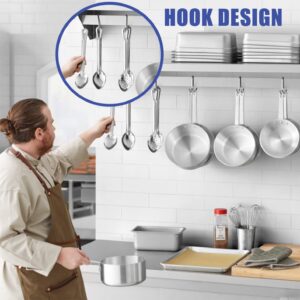 NCOEN"12 * 24" Stainless Steel Shelf with 6 Hooks, 304 Stainless Steel Shelf Wall Mounted for Commercial Restaurant, Kitchen, Home and Bar Stainless Steel Wall Shelf