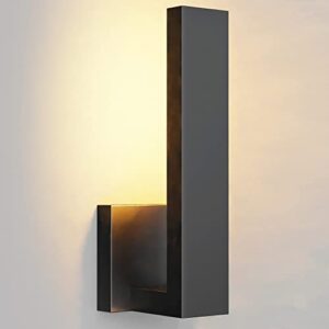 LEEKI - Modern Outdoor Light Fixture - L-Shaped Exterior Light Fixture - 14W 3000K - Anti Rust - Black