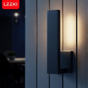 LEEKI - Modern Outdoor Light Fixture - L-Shaped Exterior Light Fixture - 14W 3000K - Anti Rust - Black