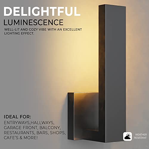 LEEKI - Modern Outdoor Light Fixture - L-Shaped Exterior Light Fixture - 14W 3000K - Anti Rust - Black