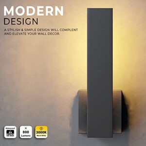 LEEKI - Modern Outdoor Light Fixture - L-Shaped Exterior Light Fixture - 14W 3000K - Anti Rust - Black