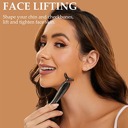 Jade Face Roller Skin Care, Detachable Jade Facial Roller Massager, Anti Aging Face Roller Set Beauty Facial Tools for Routine Skincare Reduce Puffiness Wrinkle (Cat Eye Roller+ Silver Black)