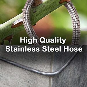 FANGFARM 304 Stainless Steel Metal Garden Hose with Brass Fittings, Shut Off Valve, Water Stop, Heavy Duty Water Hose, Kink Free and Flexible, Crush Resistant, Puncture Resistant(3FT)