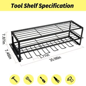 OSYRGUBIOE Power Tool Organizer with 4 Hooks Heavy Duty 7 Drill Holder Wall Mount Garage Tool Organizers and Storage Utility Storage Rack for Cordless Drill Charging Station…