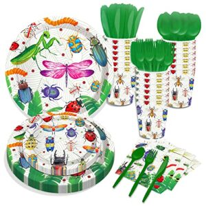 cc home insect party themed party supplies pack insect party decorations party pack - serves 16 - includes insect party plates cups napkins