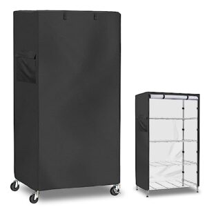 dalema waterproof shelf cover,heavy duty dustproof storage shelving unit cover,durable steel organizer wire rack cover,shelf display rack protective cover with zipper.(black,fits 32x16x62 shelf)