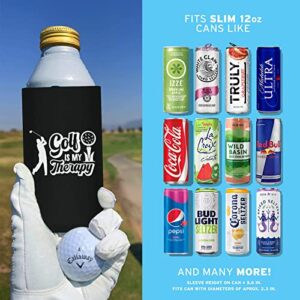 Funny Golf Slim Can Cooler - Pop Nordic 12 Pack Slim Beer Can Sleeve, Reusable Neoprene Can Cooler Bulk for Golf Game Party Supplies, Great Golf Gifts for Men