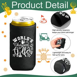 Funny Golf Slim Can Cooler - Pop Nordic 12 Pack Slim Beer Can Sleeve, Reusable Neoprene Can Cooler Bulk for Golf Game Party Supplies, Great Golf Gifts for Men