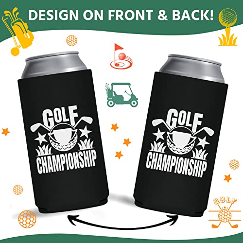 Funny Golf Slim Can Cooler - Pop Nordic 12 Pack Slim Beer Can Sleeve, Reusable Neoprene Can Cooler Bulk for Golf Game Party Supplies, Great Golf Gifts for Men