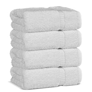chakir turkish linens 100% cotton premium turkish towels for bathroom | 16'' x 30'' (4-piece hand towel, white)