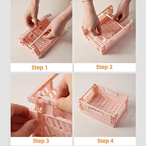 Desk Organizer 6 Pack Mini Plastic Baskets for Office Organization Collapsible Desk Storage Cute Room Decor Storage and Organization Desk Decor Small Basket for Home Kitchen Bedroom Bathroom Office