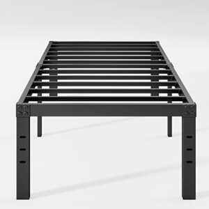 neslime 18 inch heavy duty twin bed frames no box spring needed, metal platform bed frame twin for heavy people, easy assembly, noise free, black