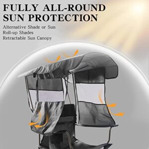 Huskfirm Camping Chair with Canopy Shade,Portable Folding Chair with UPF 50+ Sun Shade,Cup Holder,Side Pocket,Soccer Chair Adults for Camp,Beach,Outdoor Sports-Support 330 LBS Grey