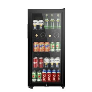 HAILANG 4.5 cu.ft Beverage Refrigerator Cooler, Mini Fridge with Glass Door for Beer Soda or Wine, Perfect for Home,Bar, Office