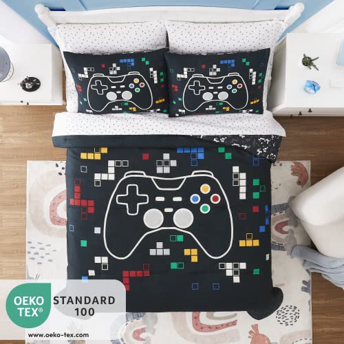 KALEIDOSPACE Gamer Bedding Sets for Boys Girls, Glow in The Dark 7 Piece Bed in a Bag Full, Ultra Soft Microfiber Kids Bedding for All Season (76"X86")