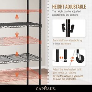 CAPHAUS NSF Commercial Grade Heavy Duty Wire Shelving w/Wheels, Leveling Feet & Liners, Storage Metal Shelf, Garage Shelving Storage, Utility Wire Rack Storage Shelves, w/Liner, 30 x 14 x 64 5-Tier